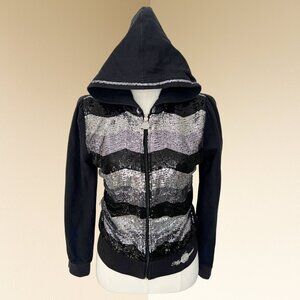 Y2K Vintage Apple Bottoms Sequin Zip Hoodie